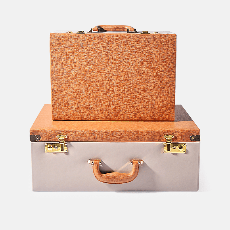 Gray PU Leather Decorative Storage Trunks