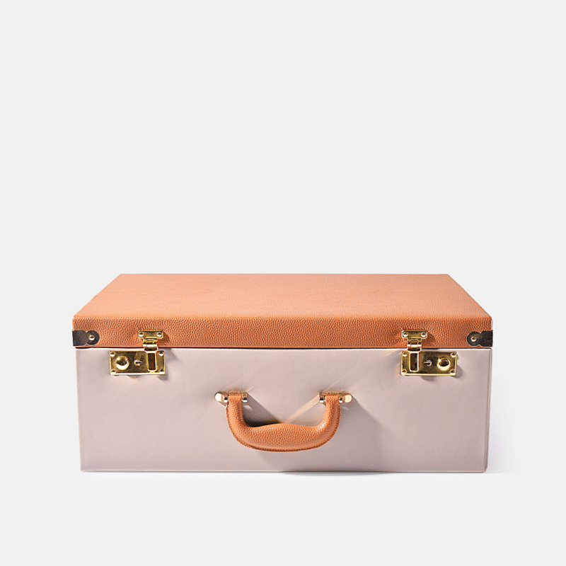 Gray PU Leather Decorative Storage Trunks