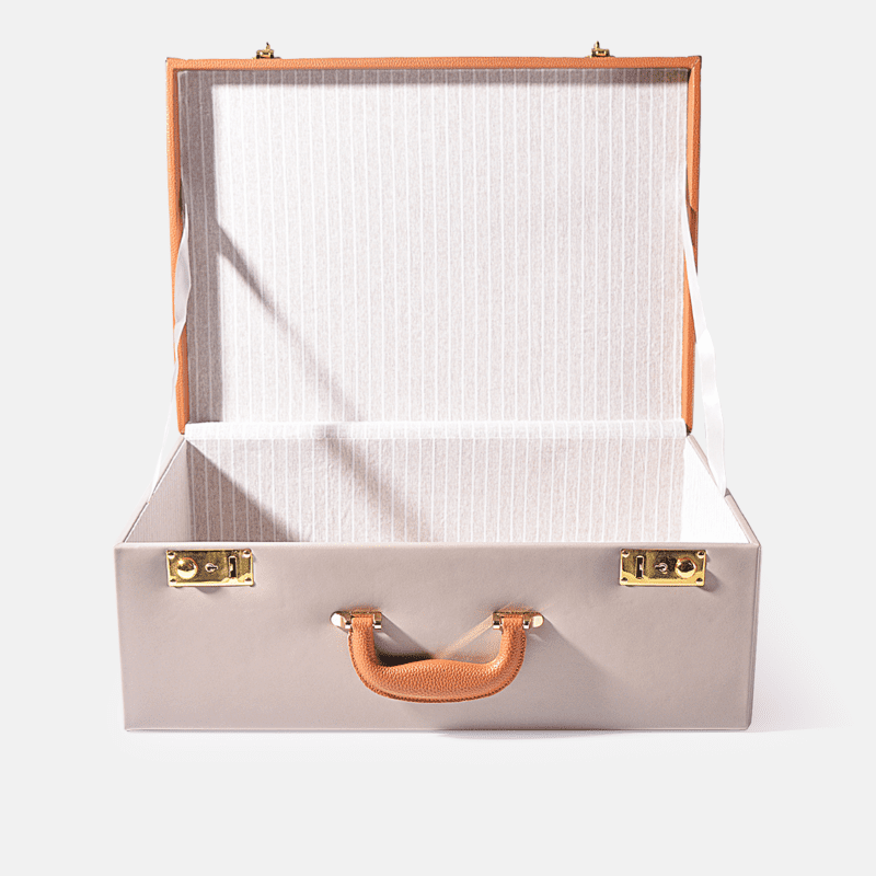 Gray PU Leather Decorative Storage Trunks