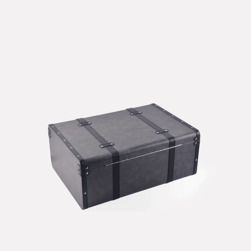 Large Grey PU Leather Decorative Storage Trunks