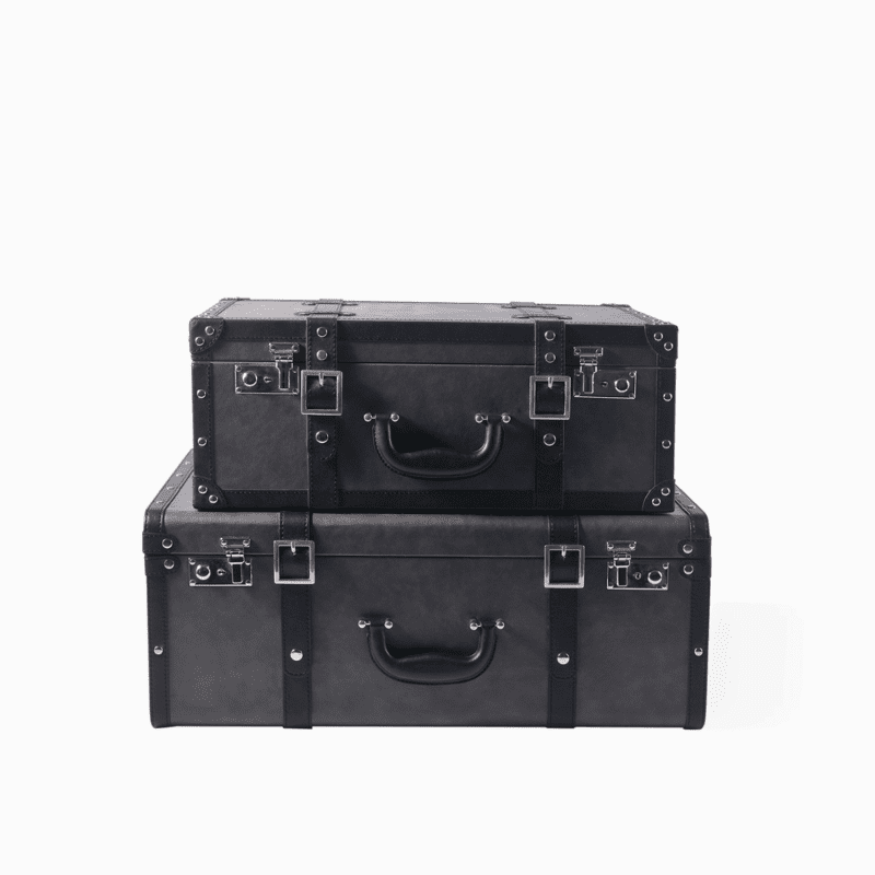 Large Grey PU Leather Decorative Storage Trunks