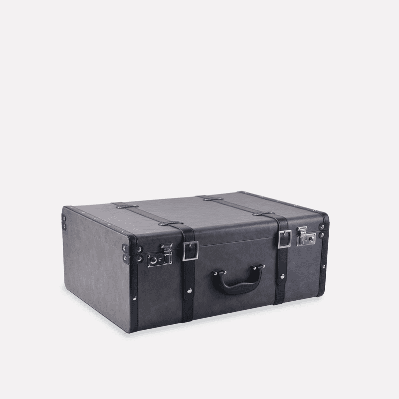Large Grey PU Leather Decorative Storage Trunks