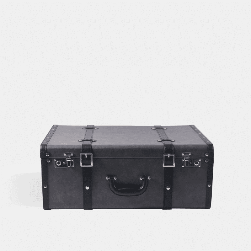 Large Grey PU Leather Decorative Storage Trunks
