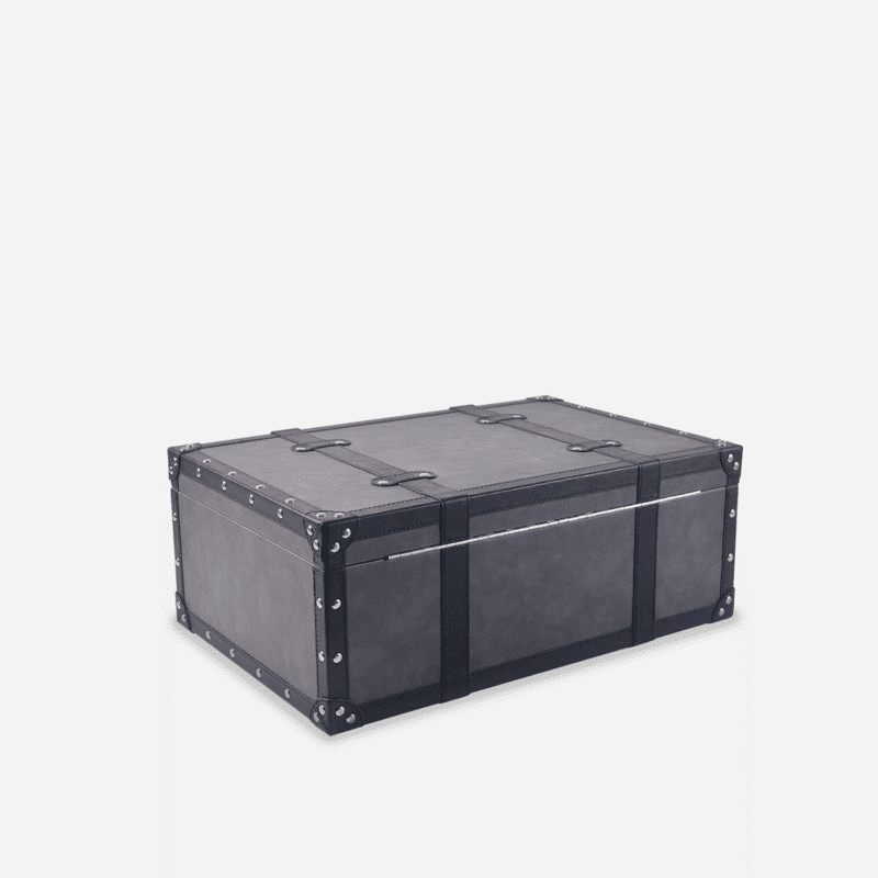 Medium Grey PU Leather Decorative Storage Trunks