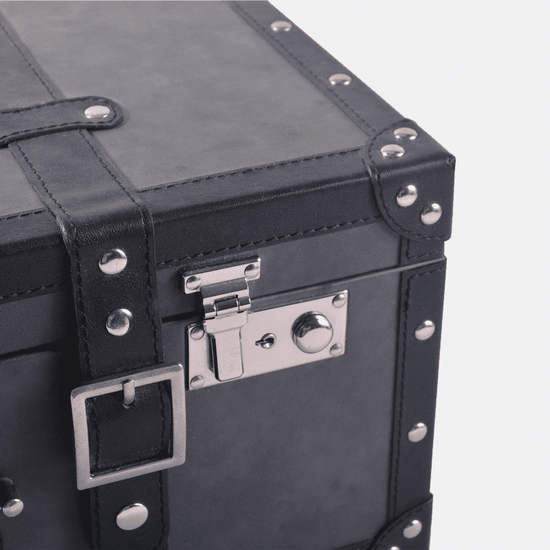 Medium Grey PU Leather Decorative Storage Trunks