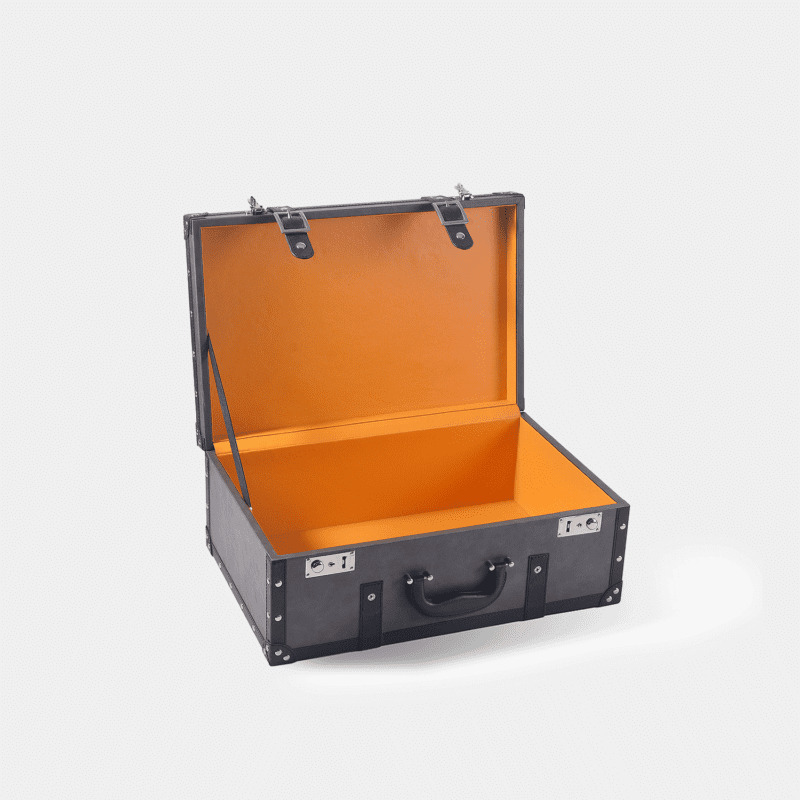 Medium Grey PU Leather Decorative Storage Trunks