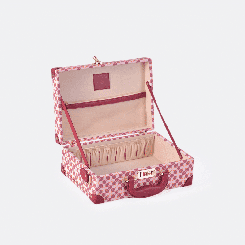 Mini Charming Pink Retro Suitcase Leather Case
