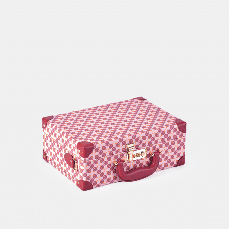 Mini Charming Pink Retro Suitcase Leather Case