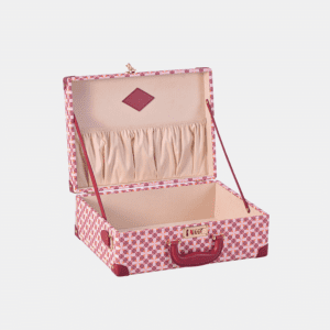Medium Charming Pink Retro Suitcase Leather Case