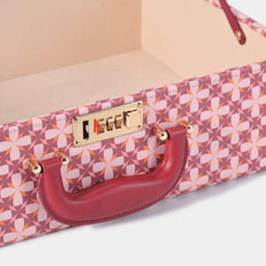 Medium Charming Pink Retro Suitcase Leather Case