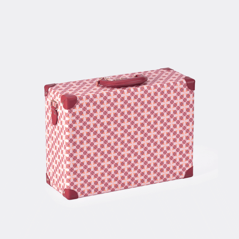 Medium Charming Pink Retro Suitcase Leather Case