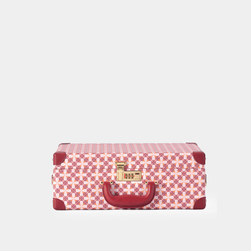 Medium Charming Pink Retro Suitcase Leather Case