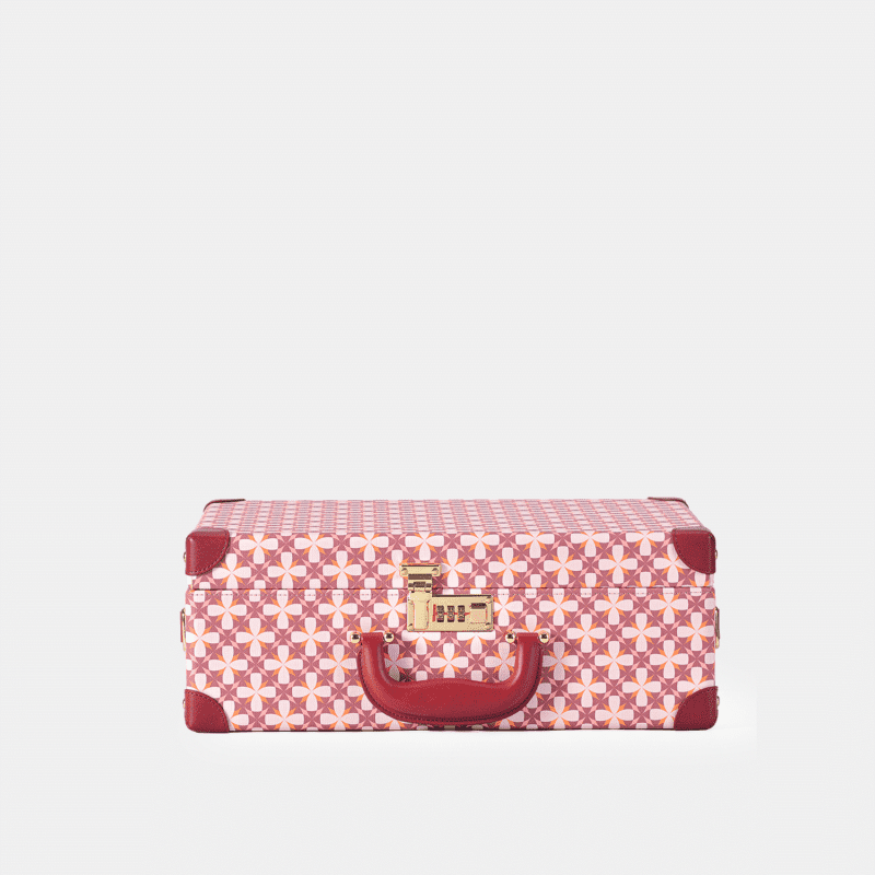 Medium Charming Pink Retro Suitcase Leather Case