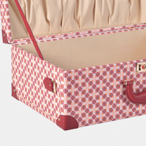 Large Charming Pink Retro Suitcase Leather Case