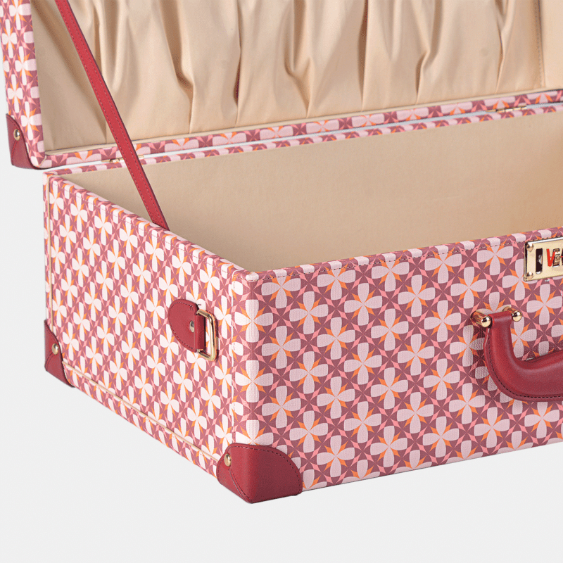 Large Charming Pink Retro Suitcase Leather Case