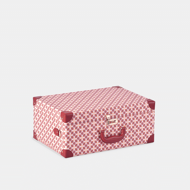 Large Charming Pink Retro Suitcase Leather Case