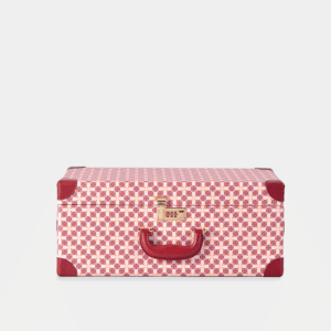 Large Charming Pink Retro Suitcase Leather Case