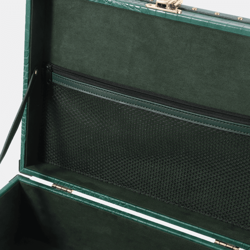 Green Crocodile Grain PU Leather Trunk