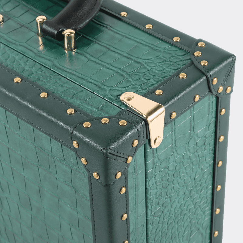 Green Crocodile Grain PU Leather Trunk