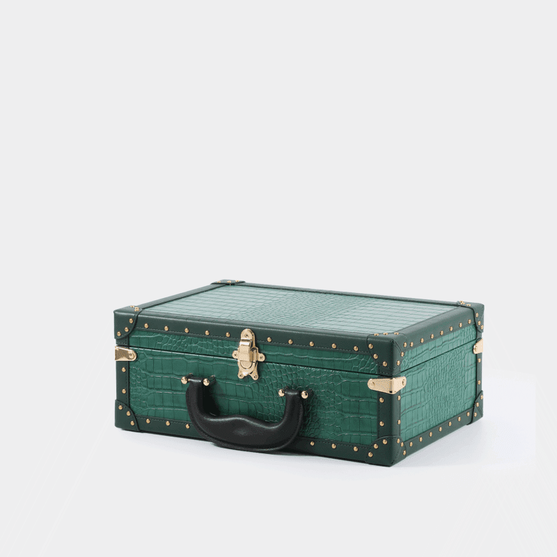 Green Crocodile Grain PU Leather Trunk