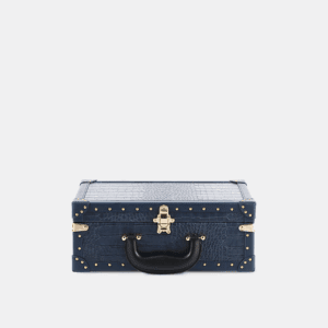 Blue Crocodile Grain PU Leather Trunk