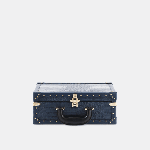 Blue Crocodile Grain PU Leather Trunk