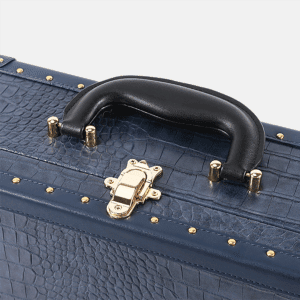 Blue Crocodile Grain PU Leather Trunk
