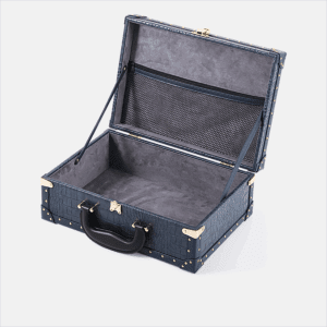 Blue Crocodile Grain PU Leather Trunk