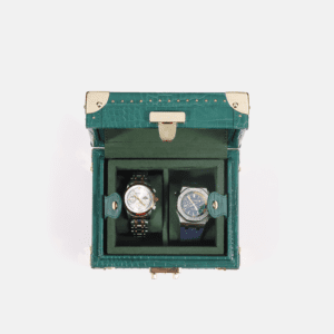 Green Double Watch Box Crocodile Print Leather Case Series