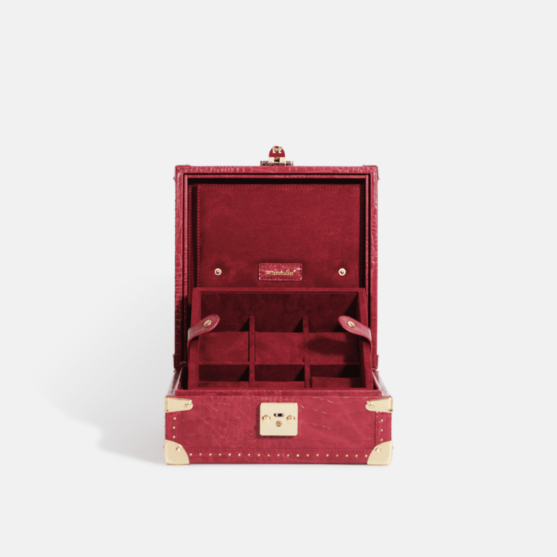 Red 6 Piece Watch Box Crocodile Print Leather Case Series