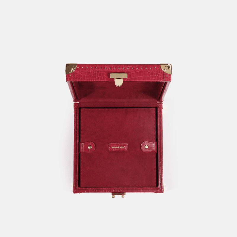 Red 6 Piece Watch Box Crocodile Print Leather Case Series