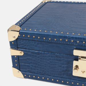 Blue 8 Piece Watch Box Crocodile Print Leather Case Series