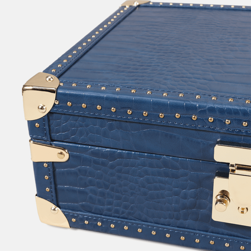 Blue 8 Piece Watch Box Crocodile Print Leather Case Series
