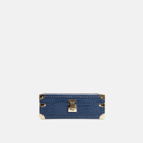 Blue 8 Piece Watch Box Crocodile Print Leather Case Series