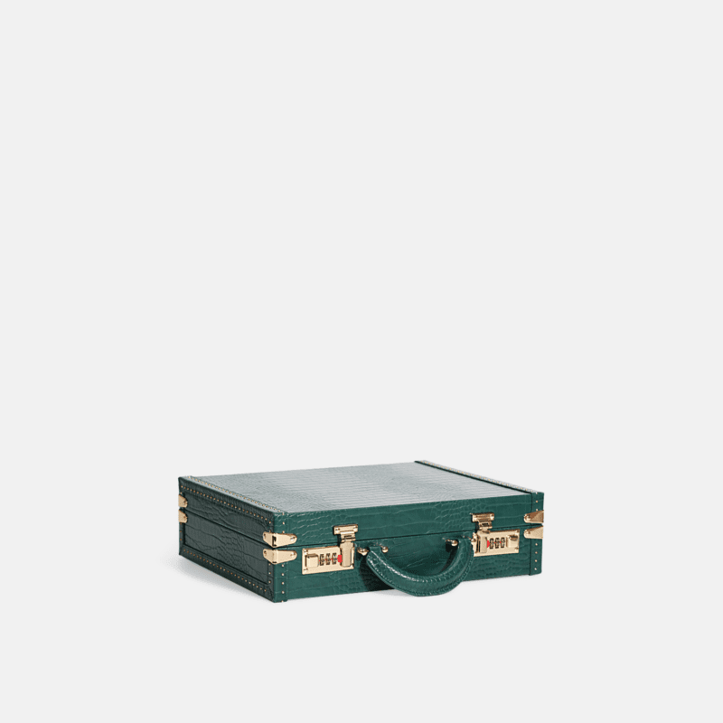 Green 10 Piece Watch Box Crocodile Print Leather Case Series