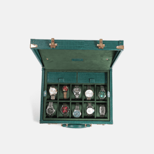 Green 10 Piece Watch Box Crocodile Print Leather Case Series