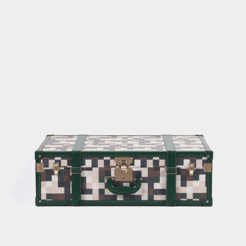 Large Lime Green Chessboard PU Leather Trunk