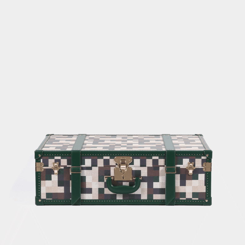 Large Lime Green Chessboard PU Leather Trunk