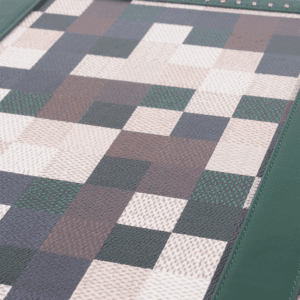 Large Lime Green Chessboard PU Leather Trunk