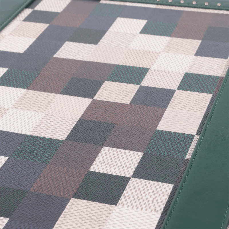 Large Lime Green Chessboard PU Leather Trunk