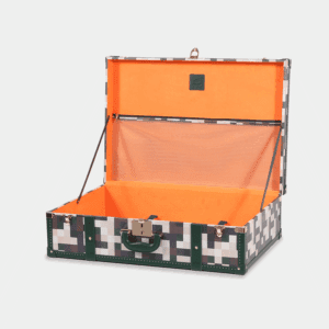 Large Lime Green Chessboard PU Leather Trunk