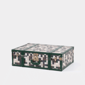 Large Lime Green Chessboard PU Leather Trunk