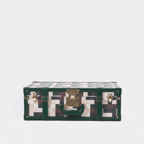 Medium Lime Green Chessboard PU Leather Trunk