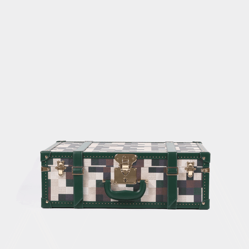 Medium Lime Green Chessboard PU Leather Trunk