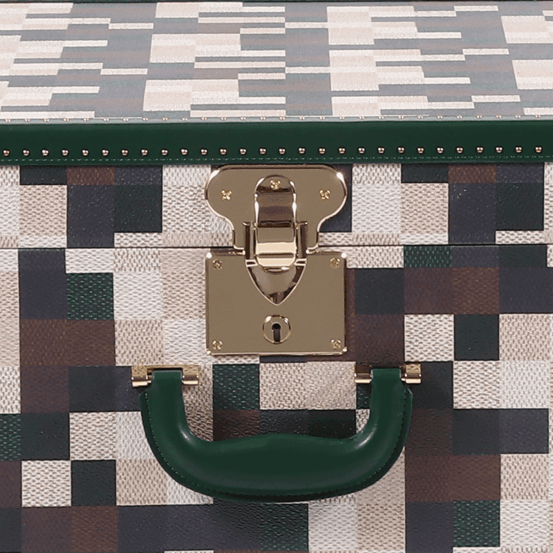 Medium Lime Green Chessboard PU Leather Trunk