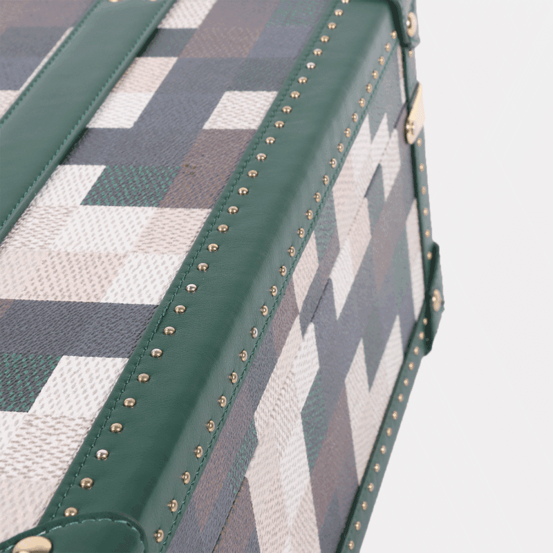 Medium Lime Green Chessboard PU Leather Trunk