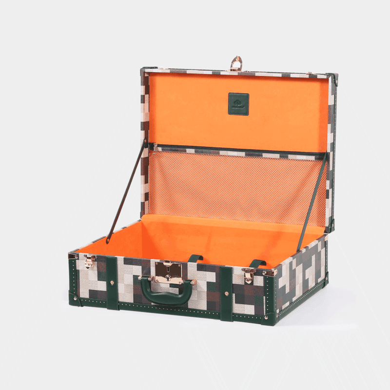 Medium Lime Green Chessboard PU Leather Trunk