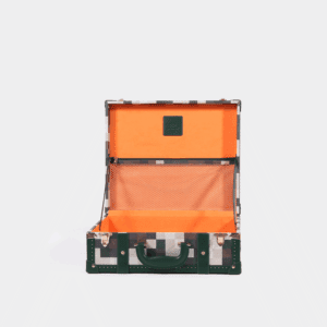 Mini Lime Green Chessboard PU Leather Trunk