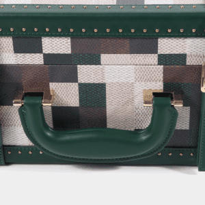 Mini Lime Green Chessboard PU Leather Trunk