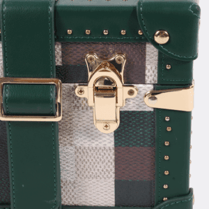 Mini Lime Green Chessboard PU Leather Trunk
